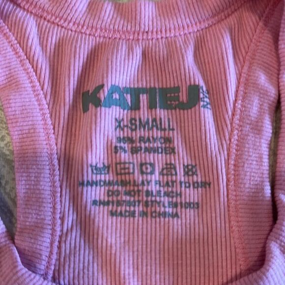 Katie J NYC Girls Pink and Orange Cropped Tank Tops - Size XS - Picture 3 of 5